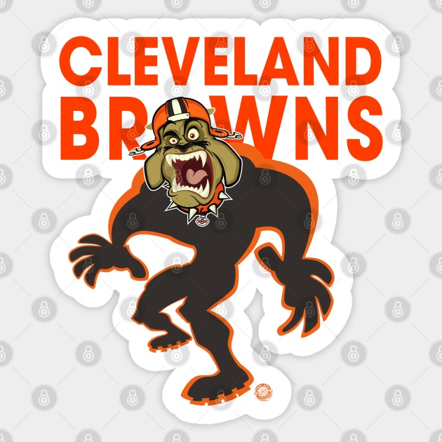 Cleveland Browns BullDawg Whoosh Growler 2 Sticker by Goin Ape Studios